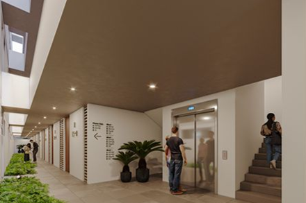 Diagrama de elevador y escaleras (circulación vertical)