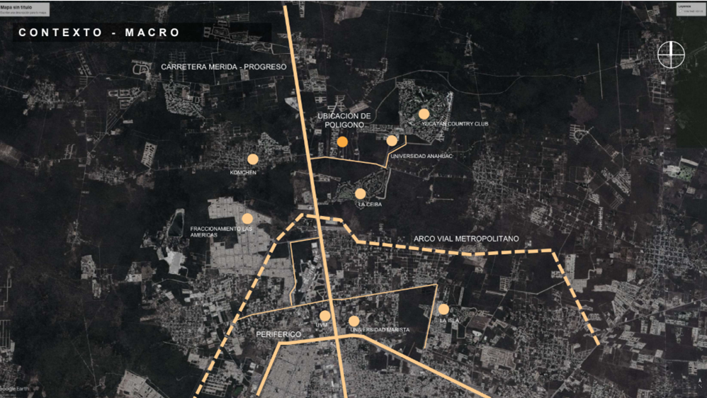 Mapa aéreo del entorno del proyecto